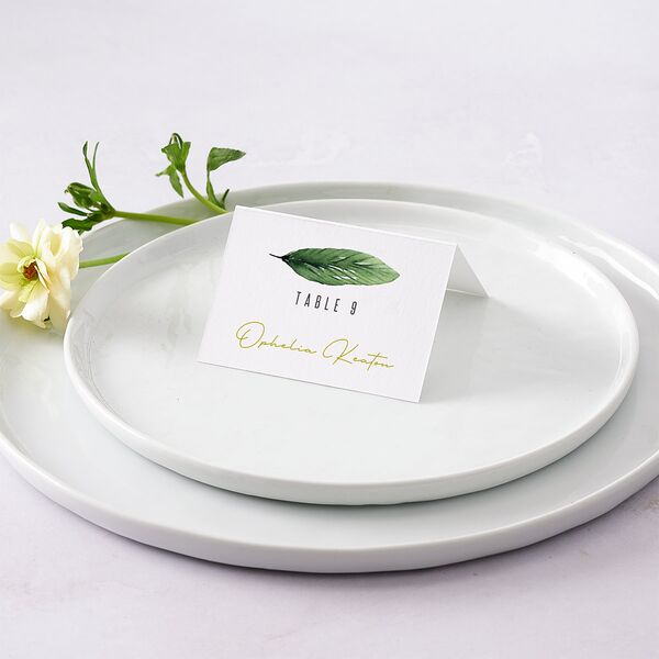 Tropical Leaves Place Cards Scottish Green Signature