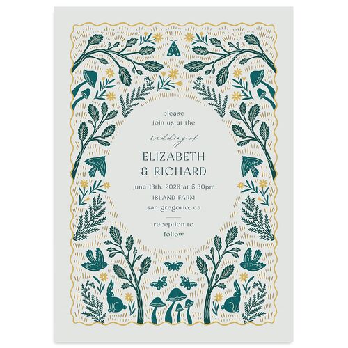 Woodland Whimsy Wedding Invitations Deep Lake Signature Blank No Standard