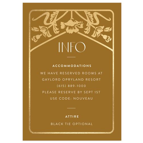 Gilded Nouveau Wedding Enclosure Cards Gold Saddle Signature Standard