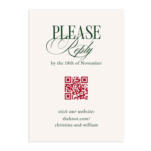 Elegant Vintage Christmas QR Code RSVP Cards Hunter Green Signature Standard
