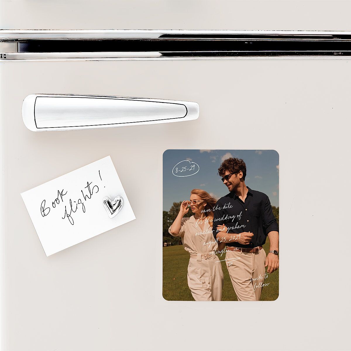Sunny Day Modern Script Save The Date Magnets Pure White Magnet Paper