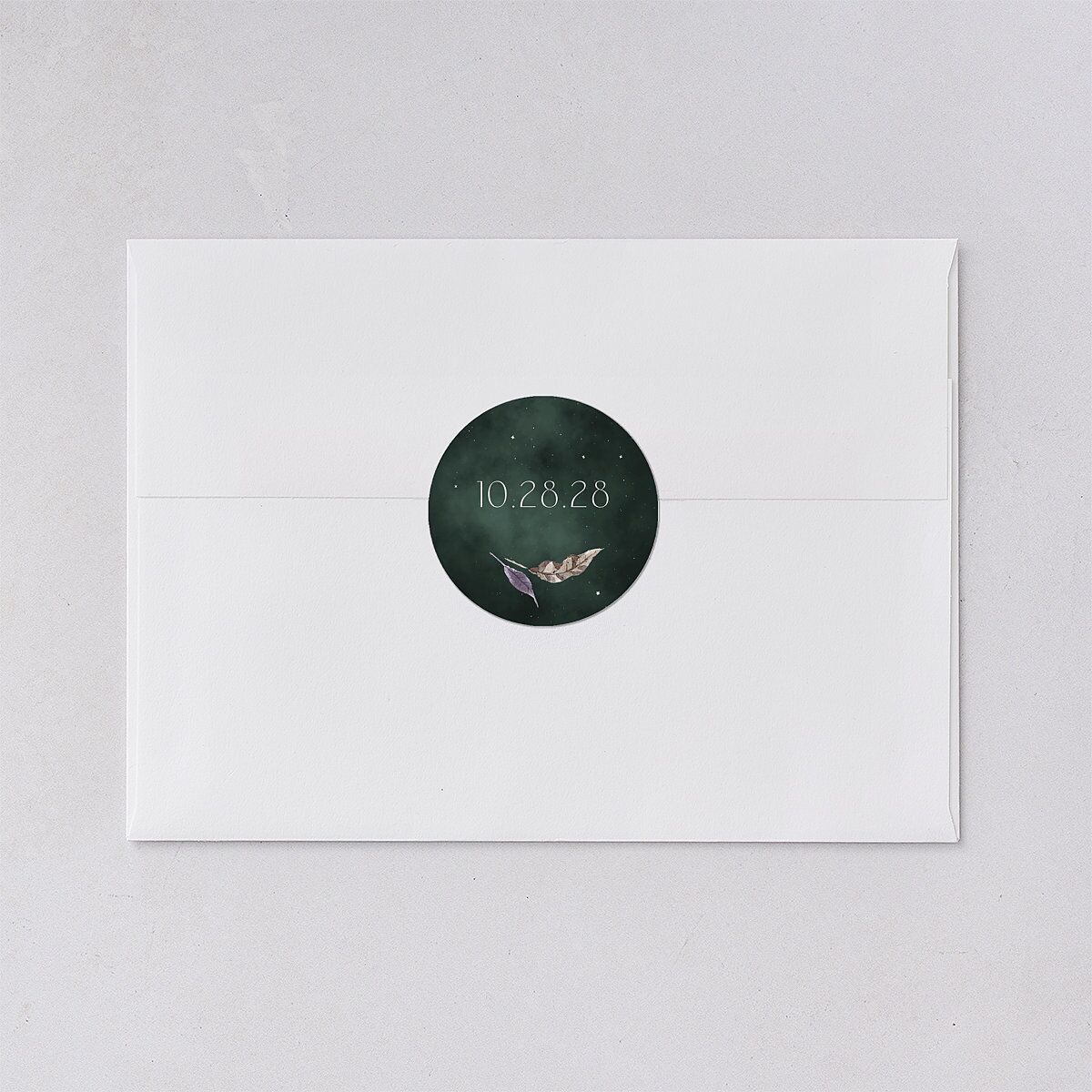 Crystal Forest Wedding Stickers Hunter Green Circle