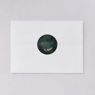 Crystal Forest Wedding Stickers Hunter Green Circle
