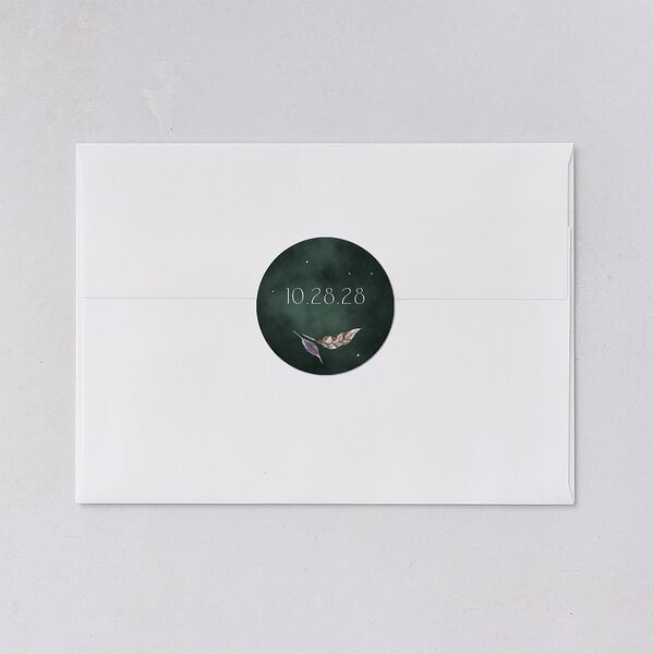 Crystal Forest Wedding Stickers Hunter Green Circle
