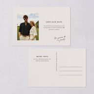 Elegant Editorial Page Save the Date Postcards Champagne
