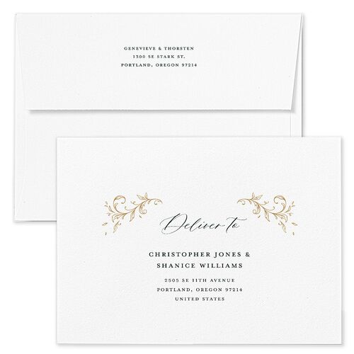 Dark Vintage Fantasy Wedding Invitation Envelopes Kraft Dark Emerald Return Address Standard Signature
