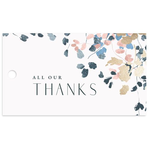 Cascading Florals Favor Gift Tags Gold Moody Blue Signature