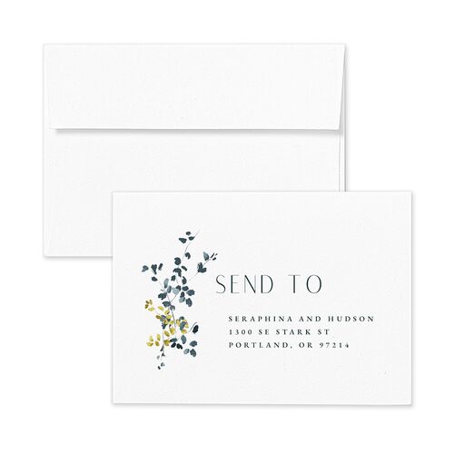 Cascading Florals Wedding Response Card Standard Envelopes White Dark Emerald Return Address Signature Standard