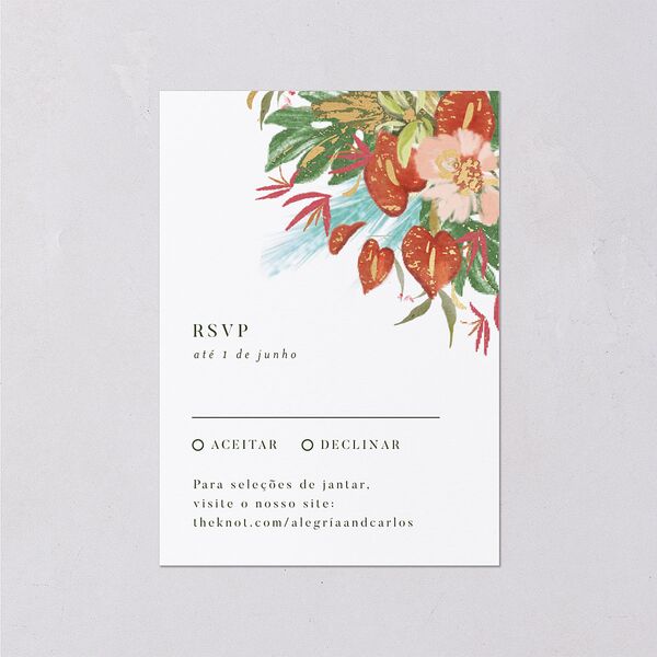 Flores Tropicais Wedding Response Cards Gold Red Clay Signature