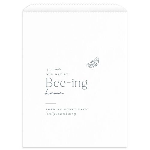 Simple Modern Wildflowers Favor Bags White Dusty Blue Wax-Lined Food Safe Paper