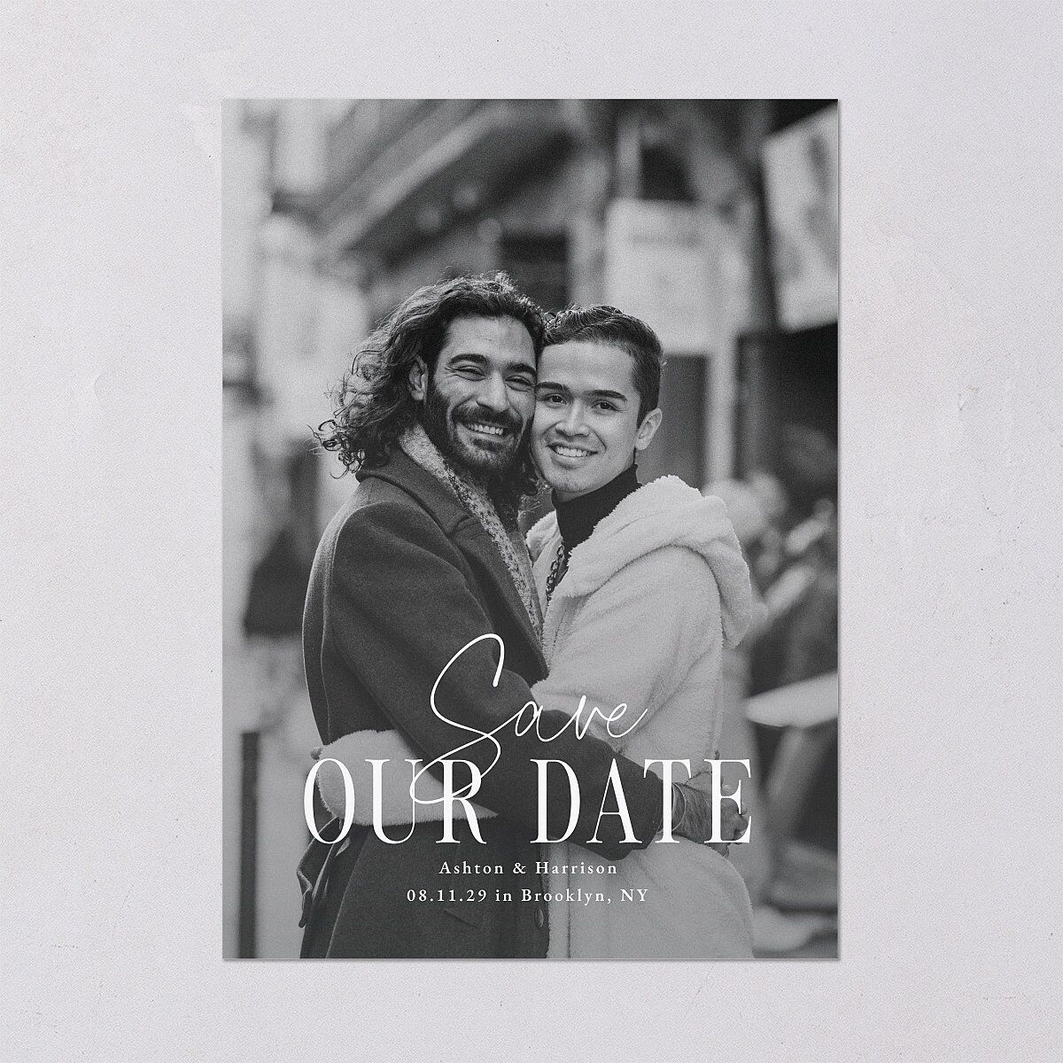 Timeless Lockup Save the Date Cards Pure White Signature smooth Blank No Standard