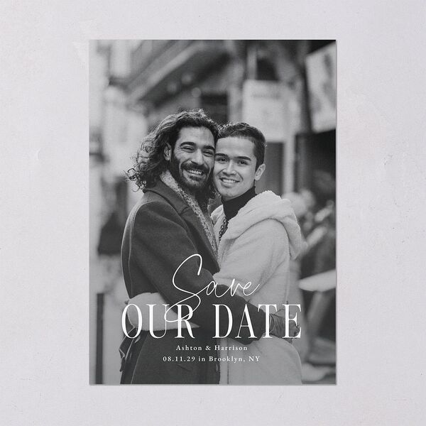 Timeless Lockup Save the Date Cards Pure White Signature smooth Blank No Standard