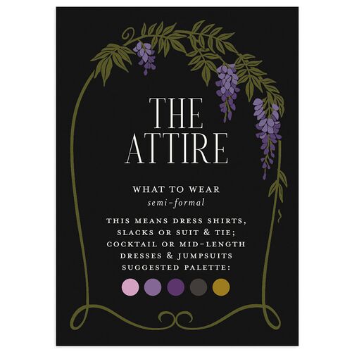 Art Nouveau Wisteria Wedding Attire Cards Midnight Signature Standard