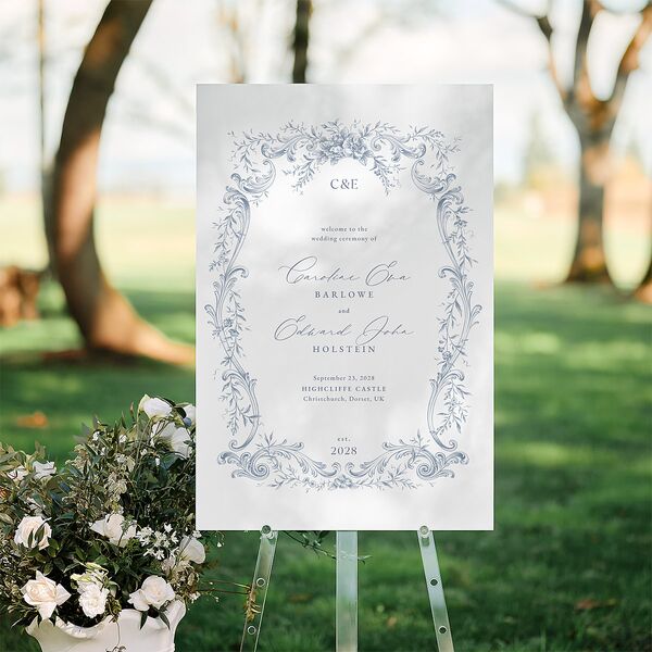 Antique Victorian Botanical Standard Welcome Sign Large Dusty Blue Standard Indoor Foam Core L Welcome