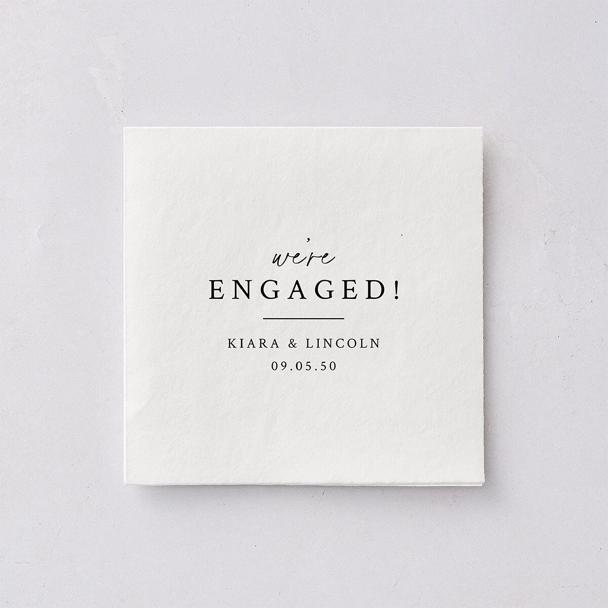 Captured Love Engagement Party Cocktail Napkins Pure White Napkin Uncoined