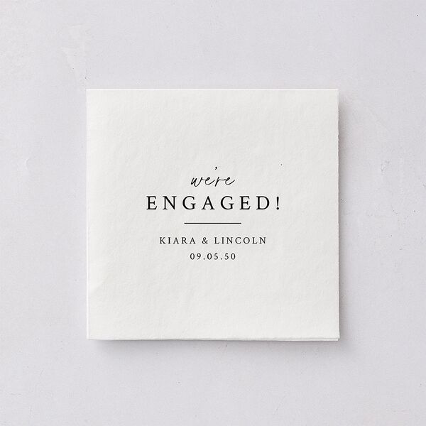 Captured Love Engagement Party Cocktail Napkins Pure White Napkin Uncoined