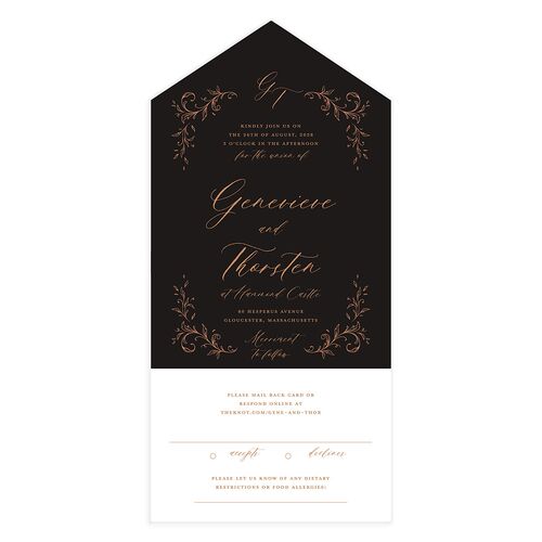 Dark Vintage Fantasy All-in-One Wedding Invitations Midnight Signature Light Both Recipient and Return Addresses No