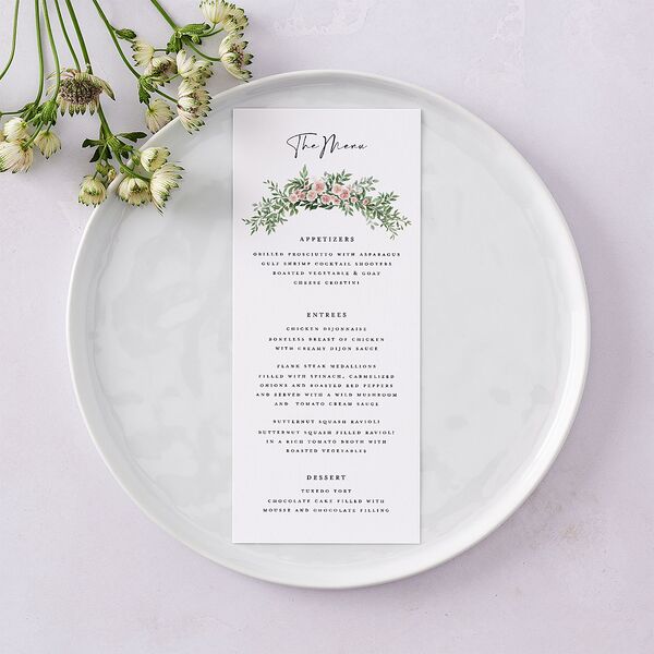Floral Arc Menus Shell Pink Signature