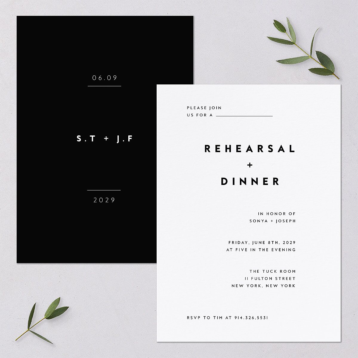 Simply Modern Rehearsal Dinner Invitations — view 1