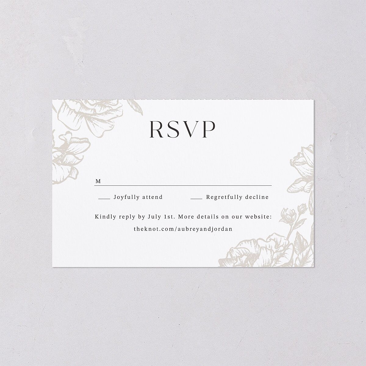 Botanical Luxury All-in-One Wedding Invitations Pure White Signature Light Both Recipient and Return Addresses No