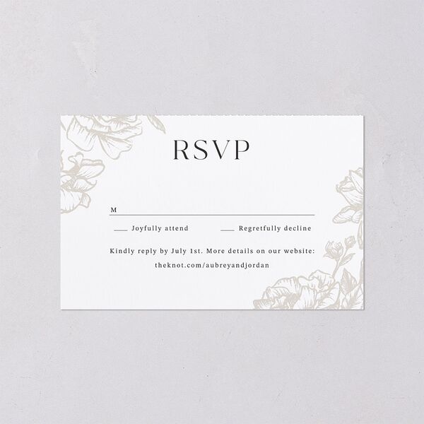 Botanical Luxury All-in-One Wedding Invitations Pure White Signature Light Both Recipient and Return Addresses No