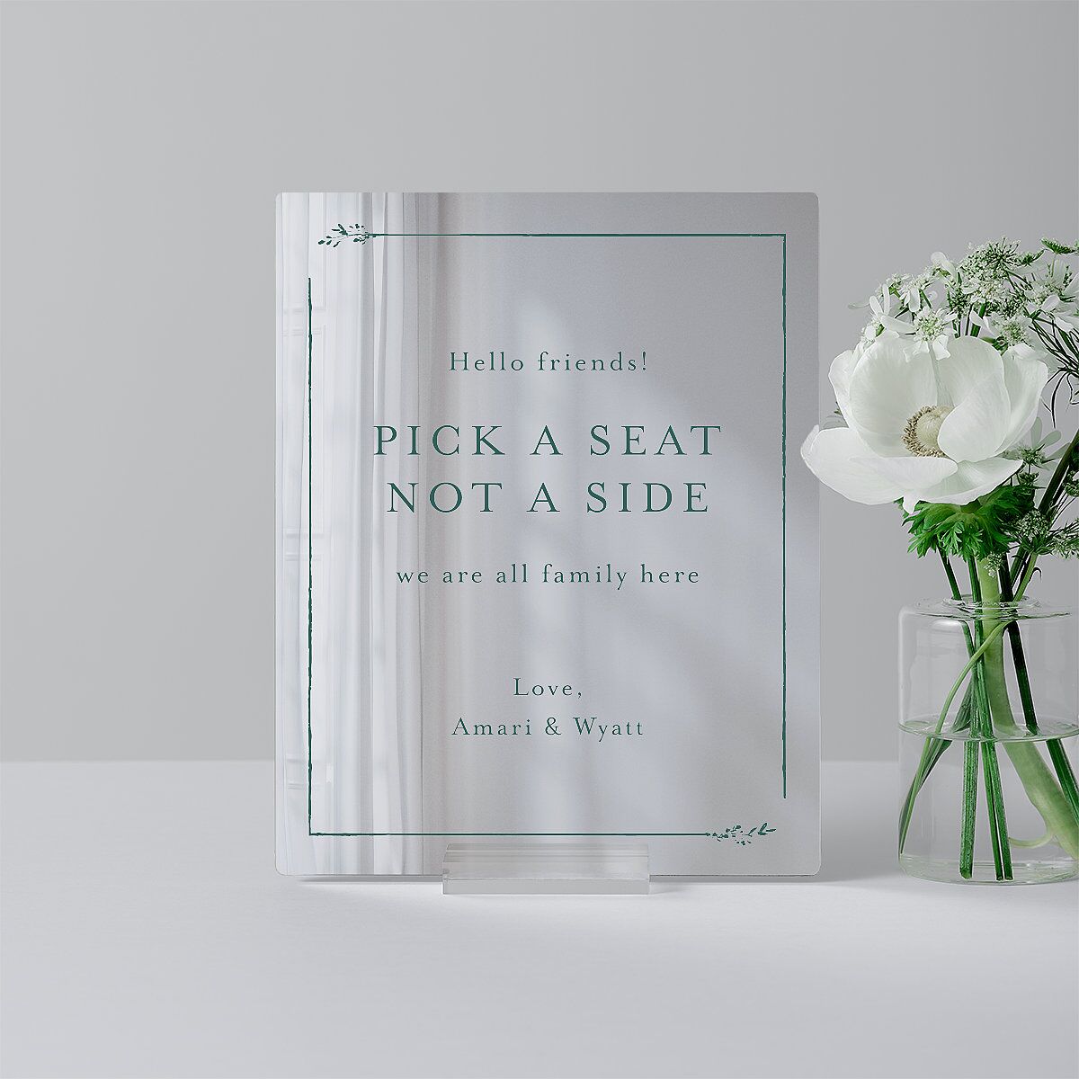 Exquisite Branches Botanical Mirrored Acrylic Favor Tabletop Sign X-small Deep Lake Mirrored Acrylic XS Tabletop Favor Standard