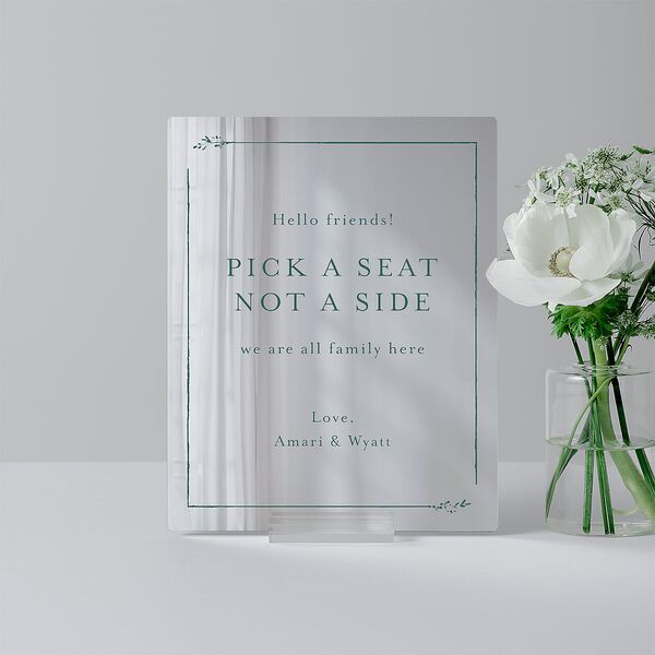 Exquisite Branches Botanical Mirrored Acrylic Favor Tabletop Sign X-small Deep Lake Mirrored Acrylic XS Tabletop Favor Standard