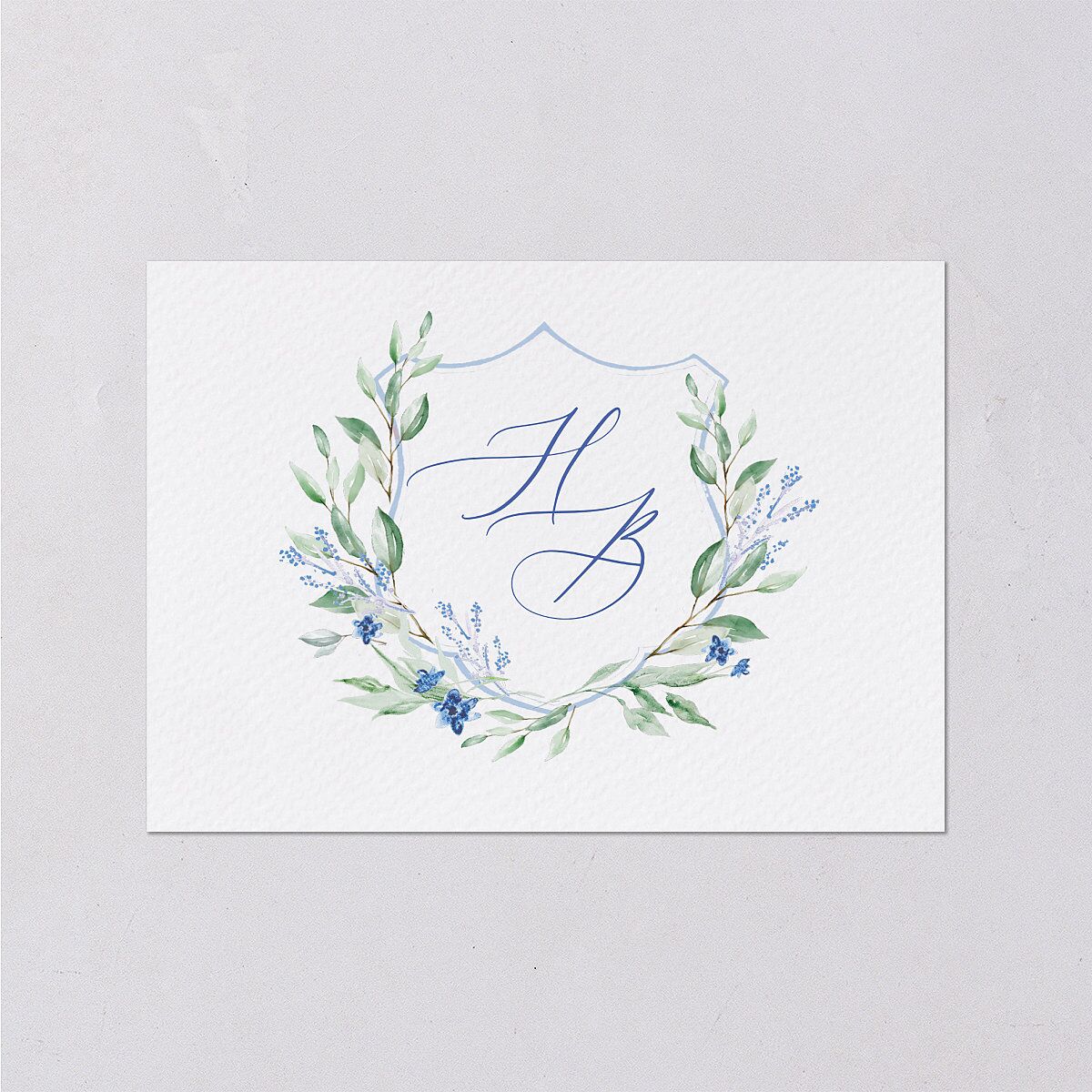 Watercolor Crest Wedding Response Cards Cornflower Signature Standard