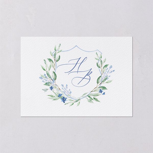 Watercolor Crest Wedding Response Cards Cornflower Signature Standard