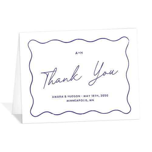Hand Drawn Wavy Border Thank You Cards Sapphire