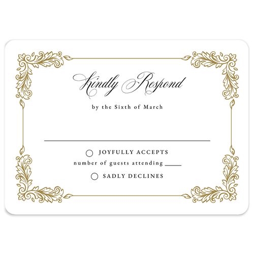Black Tie Crest Wedding Response Cards Pure White Signature Rounded