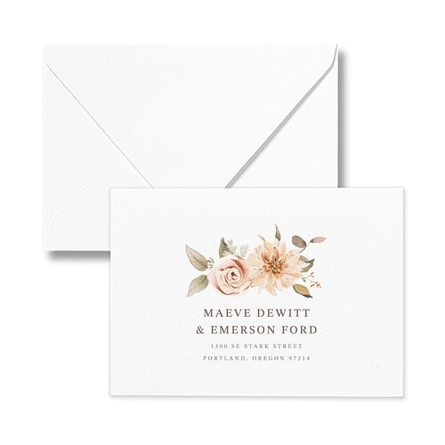 Elegant Botanical Autumn Floral Response Card Euro Envelopes White Daffodil Return Address Luxe