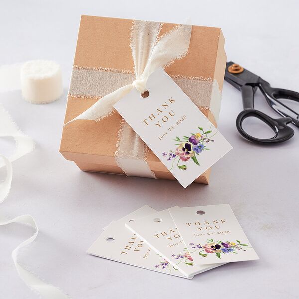 Wild Pansies Favor Gift Tags Rose Gold Signature