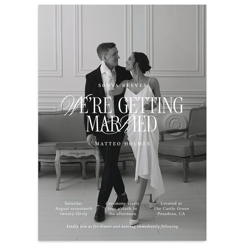 Luxury Editorial Photo Wedding Invitations Charcoal Signature Blank No Standard