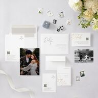 Gilded Corner Wedding Invitations Gold Pure White Signature Blank No Standard