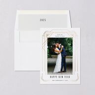 Gilded New Years Holiday Cards Gold Pure White Signature
