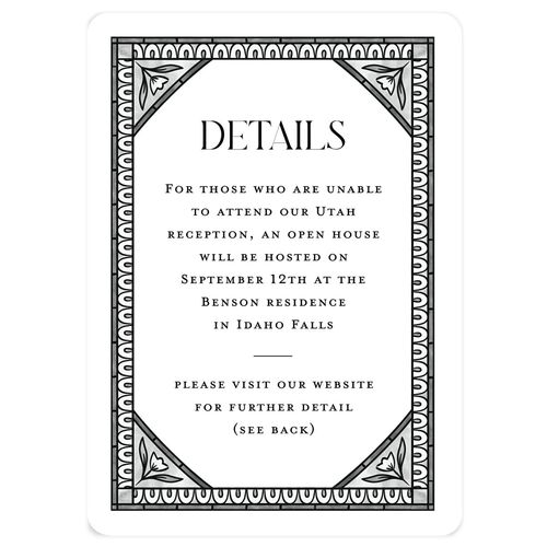 Church Stained Glass Wedding Event Detail Cards Licorice Signature Rounded