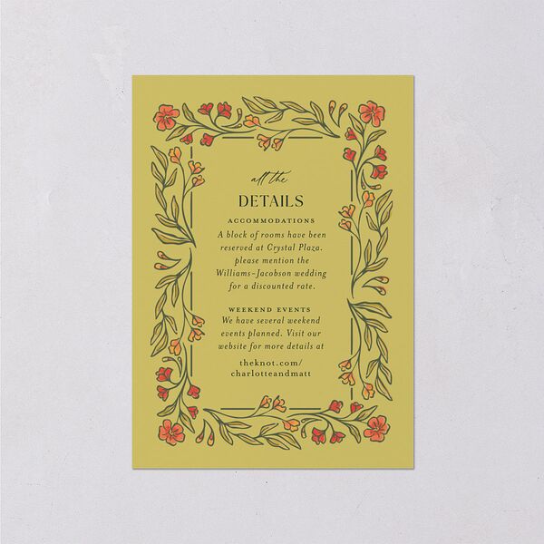Botanical Textile Foil Wedding Attire Cards Gold Hunter Green Signature Standard