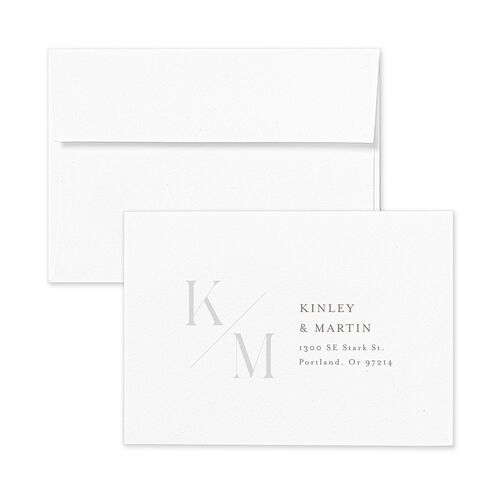 Monogram Slant Response Card Envelopes White Standard Falcon Return Address Signature