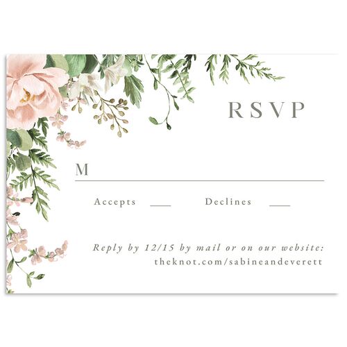 Floral Fern Frame Wedding Response Cards Shell Pink Signature Standard
