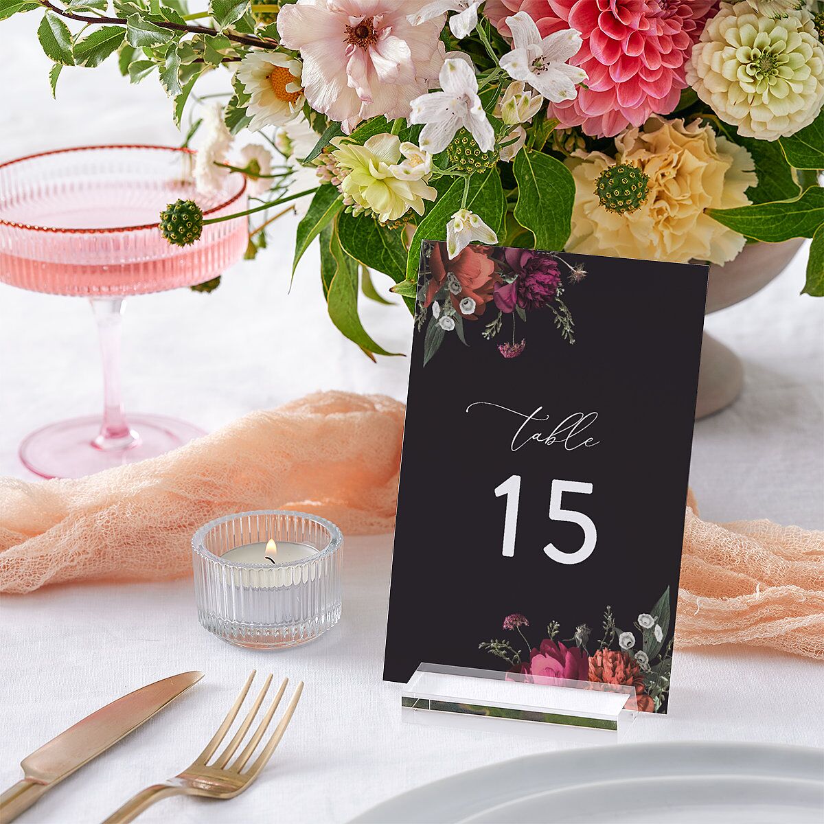 Blooming Botanical Table Numbers Midnight Signature