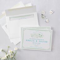 Iconic Beach Save the Date Cards Green Apple Signature smooth Blank No Standard