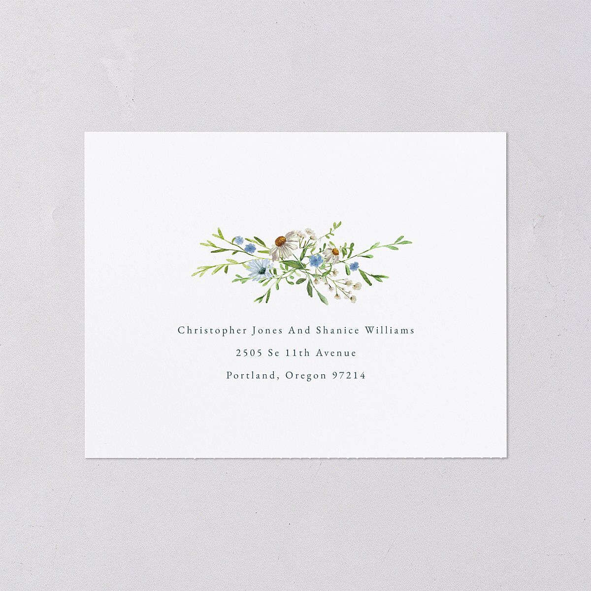 Wildflower Border All-in-One Wedding Invitations Stream Signature Light Both Recipient and Return Addresses No