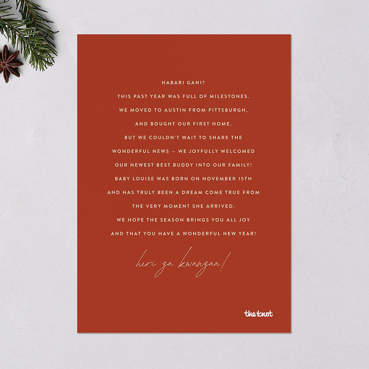 Baby's First Kwanza Painted Watercolor Holiday Cards Red Clay Signature Blank Portrait Standard