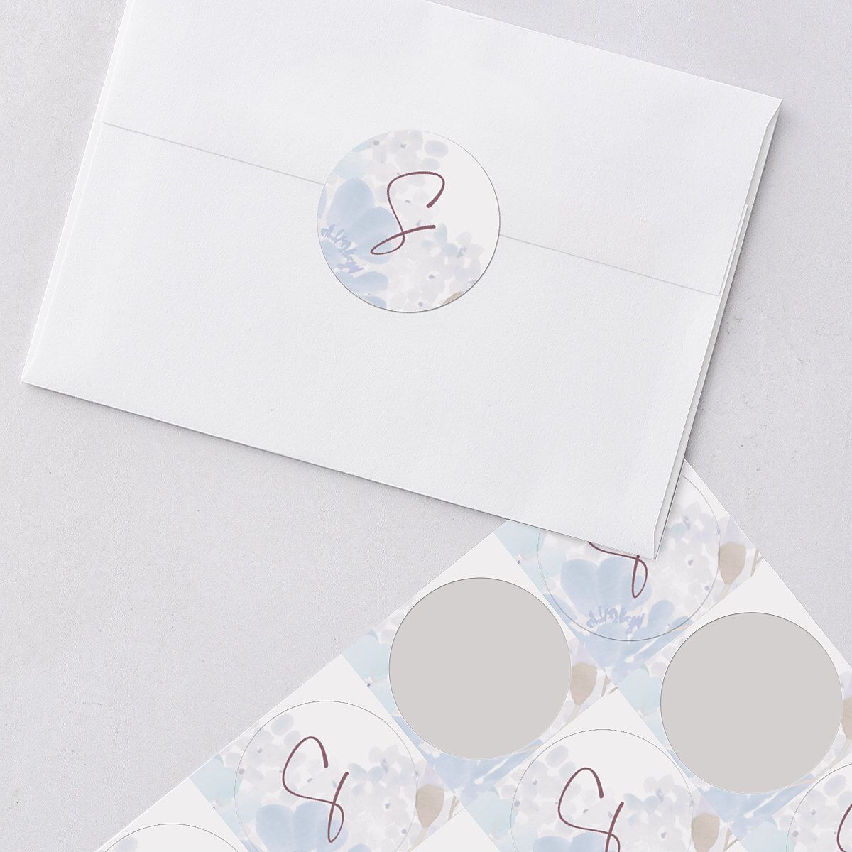 Hydrangea Garden Wedding Stickers Slate Circle