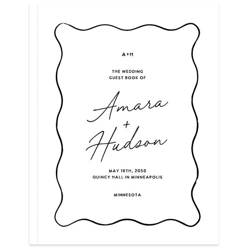 Hand Drawn Wavy Border Guest Books Pure White