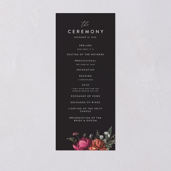Blooming Botanical Wedding Programs Midnight Signature