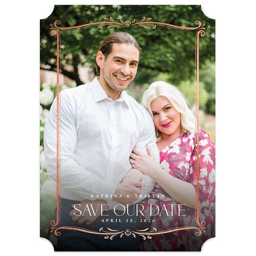 Once Upon a Time Save the Date Cards Rose Gold Licorice Signature smooth Blank No Ticket