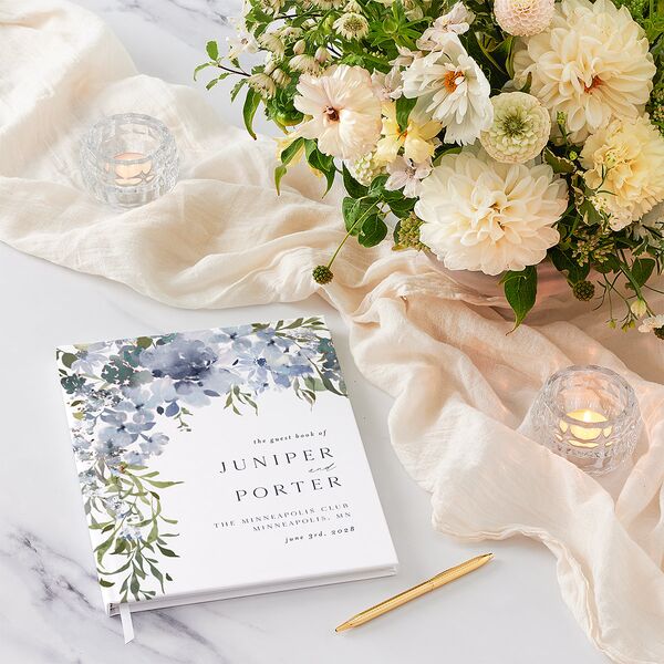 Garden Arch Wedding Guest Book Navy