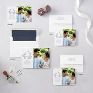 Natural Monogram Save The Date Cards Midnight Navy Signature smooth Blank No Standard